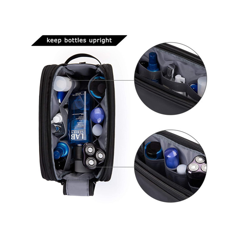 Black Large Capacity Travel Toiletry Bag - Splash-Proof Organizer for Men's view 4