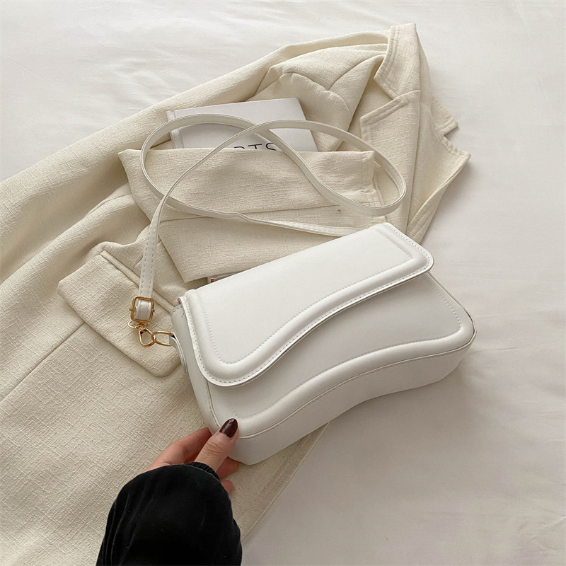 White Minimalist Chic Shoulder Bag - Simple Crossbody Handbag for Women