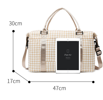 Khaki Expandable Large Capacity Travel Bag - Short Trip Duffle with Trolley Sleeve view 3
