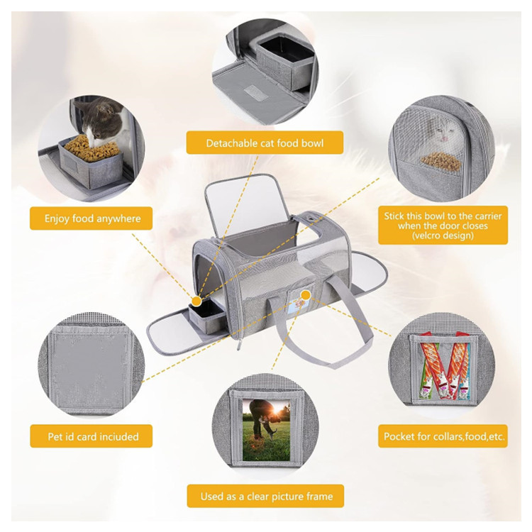 Grey Large Cat & Small Dog Carrier - Soft-Sided view 2