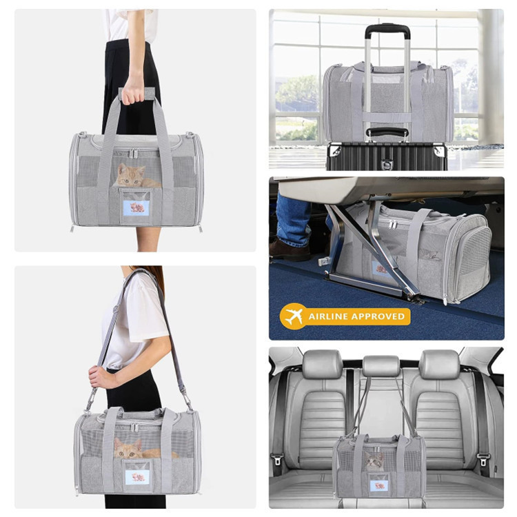 Grey Large Cat & Small Dog Carrier - Soft-Sided view 4