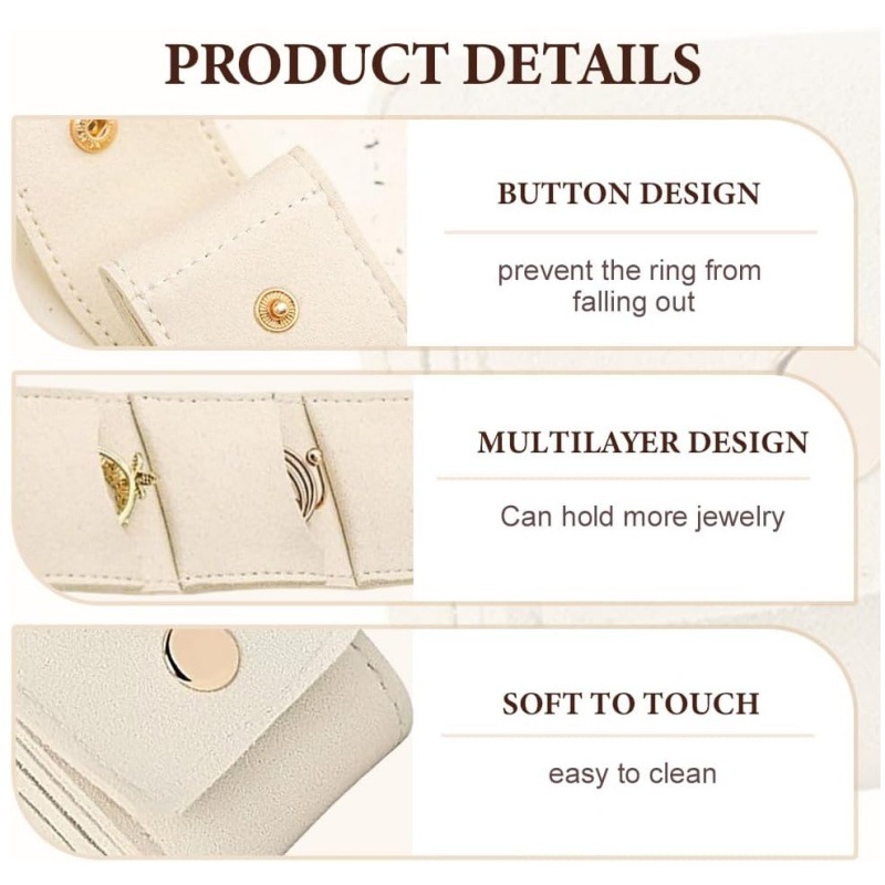 Grey Portable Mini Jewelry Pouch Soft Velvet Travel Organizer for Rings and view 2