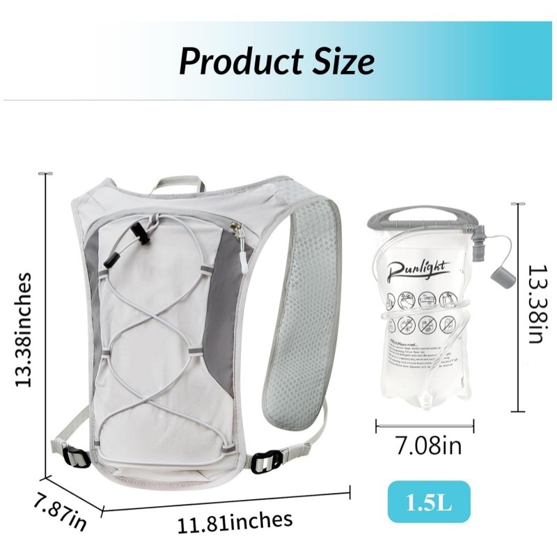 Black Lightweight Hydration Backpack with 1.5L Water Bladder Compact Cycling view 4