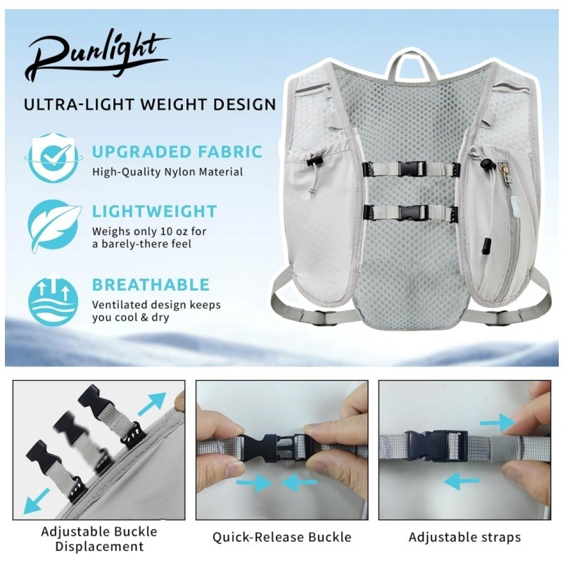 Grey Lightweight Hydration Backpack with 1.5L Water Bladder Compact Cycling view 3