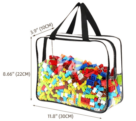 6 Pack Clear PVC Toy Storage Bags Waterproof Zippered Organizer for Puzzles view 2