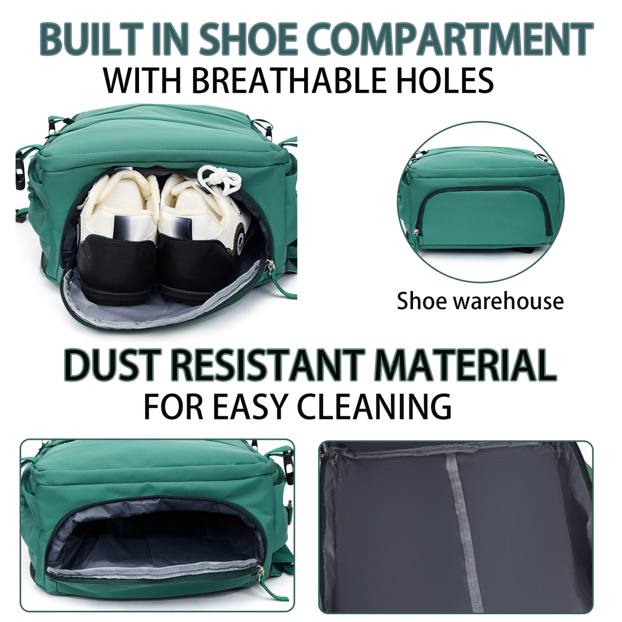 White 25L Travel Laptop Backpack with Shoe Compartment 180 Degree Opening view 3