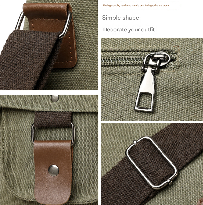 Brown Vintage Canvas Messenger Bag Men Crossbody Satchel Durable Shoulder Bag view 4