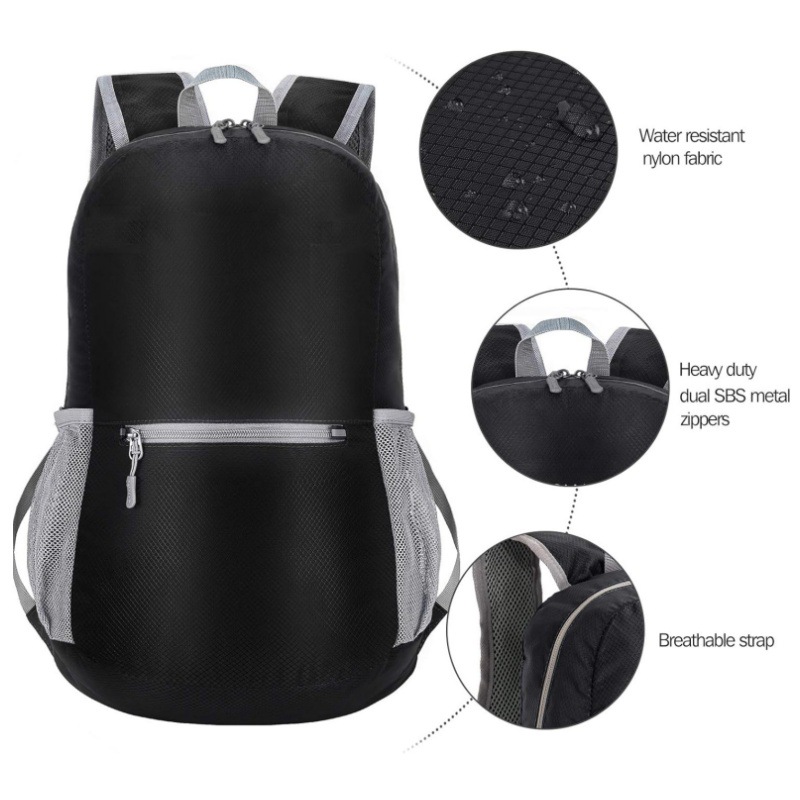 Grey Ultra Lightweight Foldable Backpack Packable Daypack Compact Travel view 2