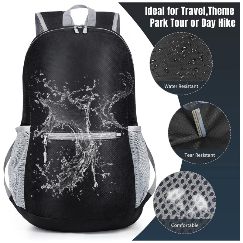 Grey Ultra Lightweight Foldable Backpack Packable Daypack Compact Travel view 3