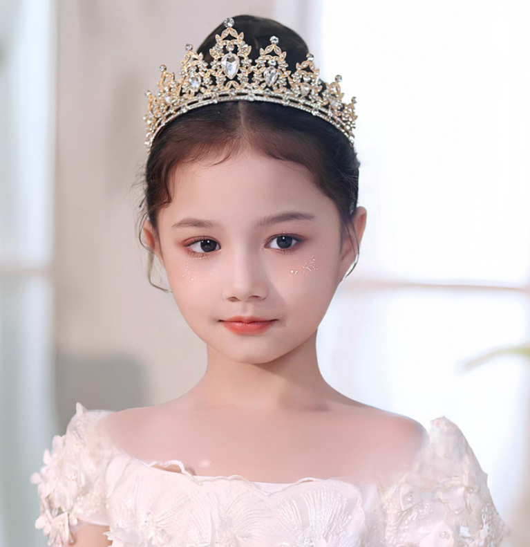 Silver-white Girls Princess Tiara Crown Crystal Rhinestone Headpiece 14cm view 2