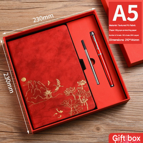 Green A5 Premium Notebook Gift Set with Pen - PU Leather Journal with Gold view 3