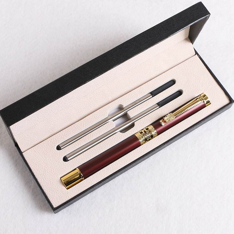 Red Two-piece Set Luxury Retro Dragon Head Signature Pen Gift Set - Full Metal — image 1