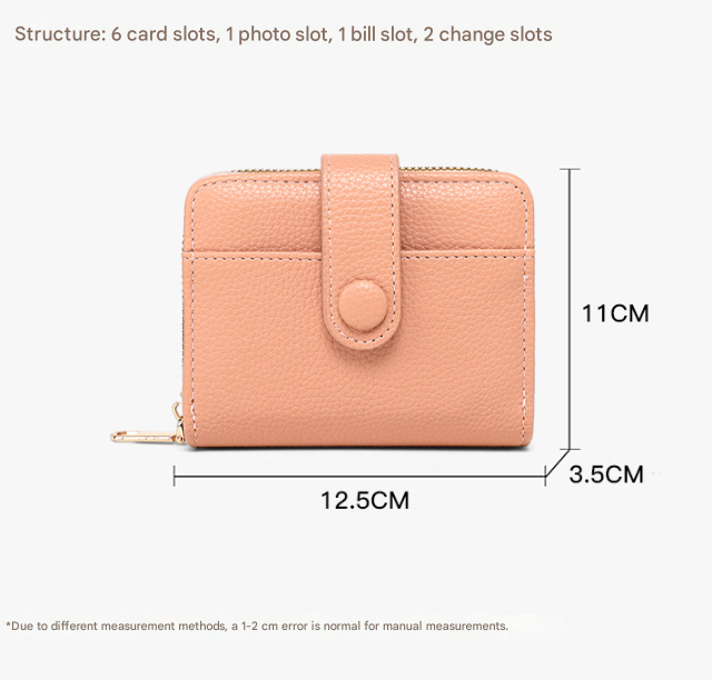 Grey Women's Short PU Leather Wallet 2 Pack - Fashion Lychee Grain Purse with view 3