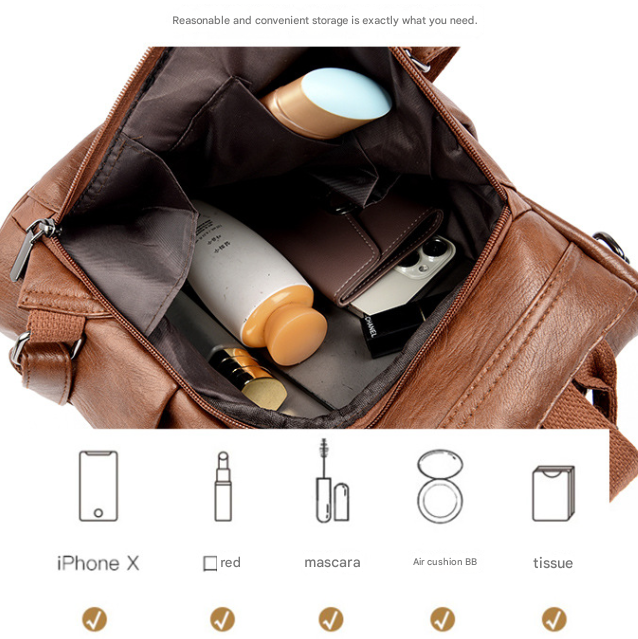 White Women's Anti-Theft Backpack Purse Soft Faux Leather Convertible Rucksack view 4