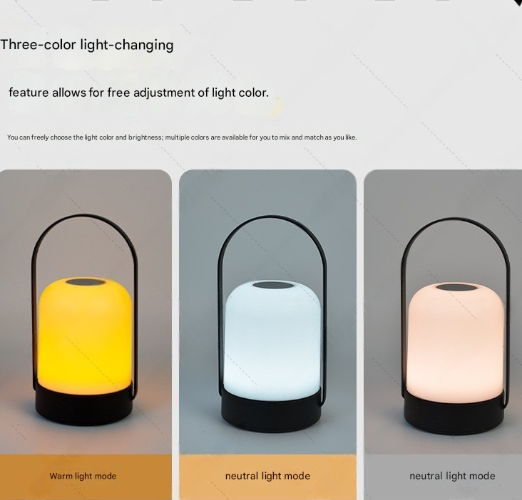 White Portable LED Table Lamp Rechargeable Touch Dimmable Lantern 3 Colour view 3