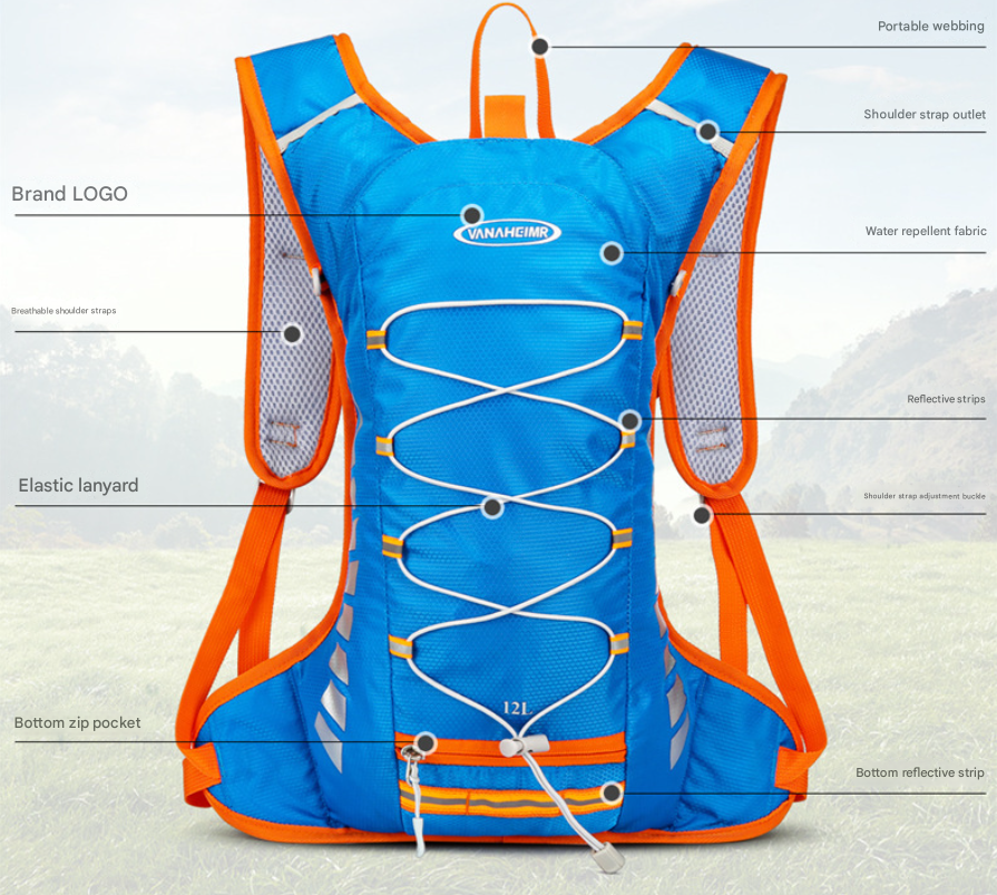 Blue Lightweight Outdoor Sports Backpack Breathable Hiking Daypack Compact view 2