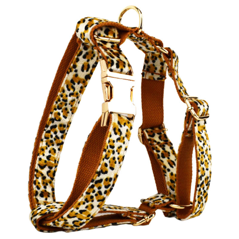 S Luxury 5 Piece Dog Harness and Collar Set Leopard Print with Leash Bow Tie & view 5