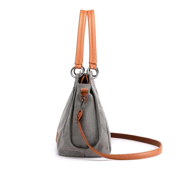 Grey Women's Canvas Hobo Handbag Large Shoulder Tote Bag Adjustable Crossbody view 3