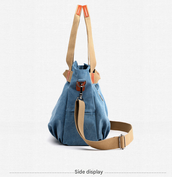 White Women's Retro Canvas Tote Bag Large Capacity Shoulder Handbag Adjustable view 4