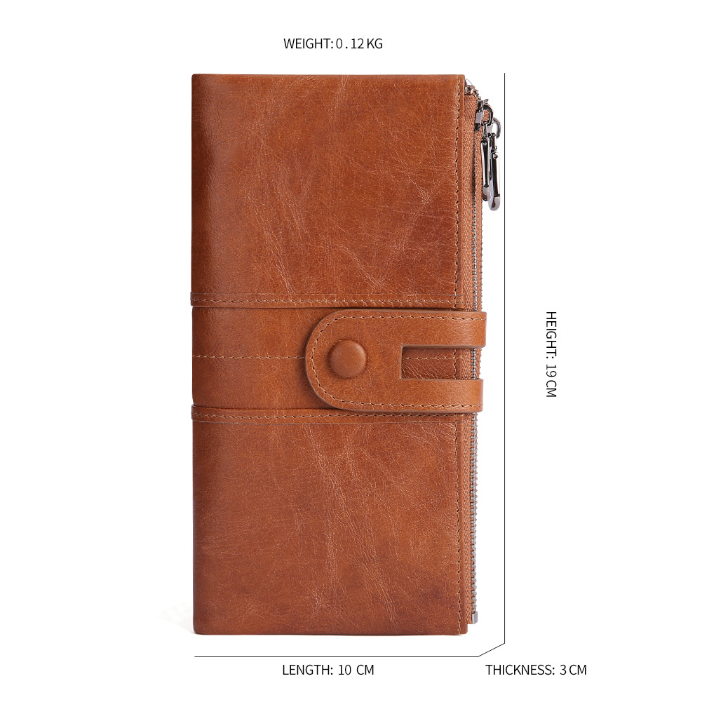 Red Premium Leather Long Wallet Clutch Organizer 19x10x3cm - 15 Card Slots view 4