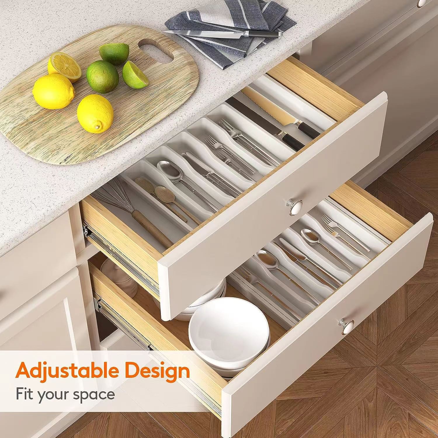 Black Adjustable Cutlery Tray (33-57cm) view 5