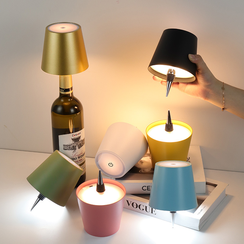 Cream-Coffee Cordless Tri-Color Wine Bottle LED Lamp view 2