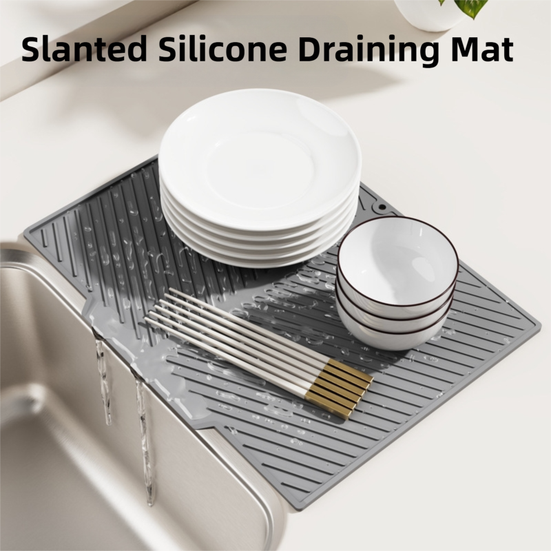 2PC White Multi-Use Drain Mat (43x33 cm) – Non-Slip Heat Protection for Dish view 2