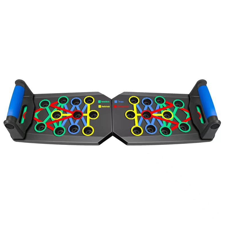 30-Hole Black Foldable Push Up Board with Resistance Bands & Non-Slip Grips view 4