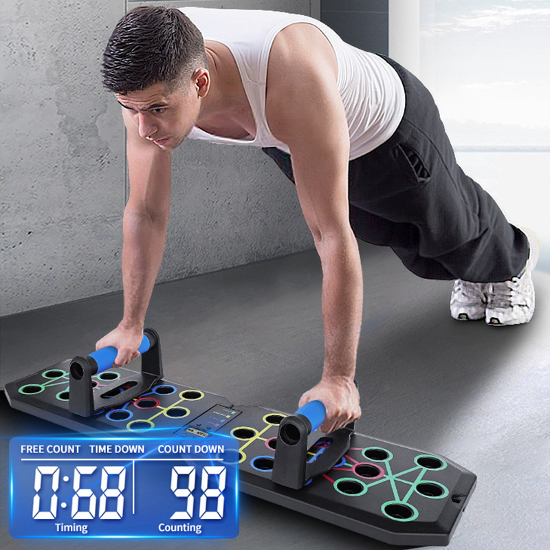 30-Hole Black Foldable Smart Push Up Board with Digital Counter/Timer view 2