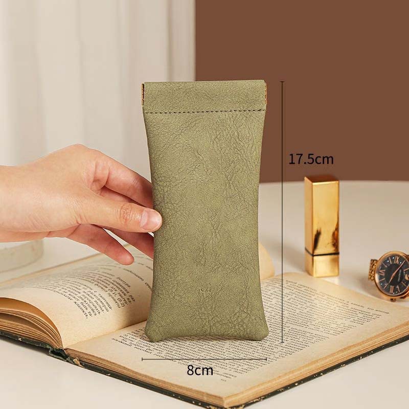 3-Pieces PU Green Leather Glasses Pouch(18 * 8 CM) – Water Resistant view 2