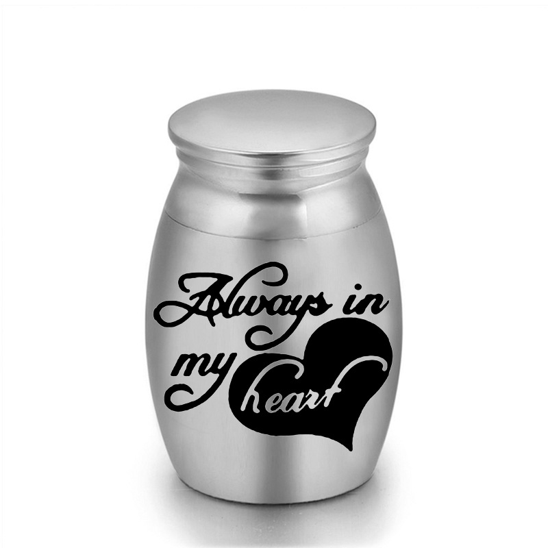 6-Pack 25x16mm "Always in My Heart" Heart Pet Urn – Steel Ashes Keepsake for — image 1