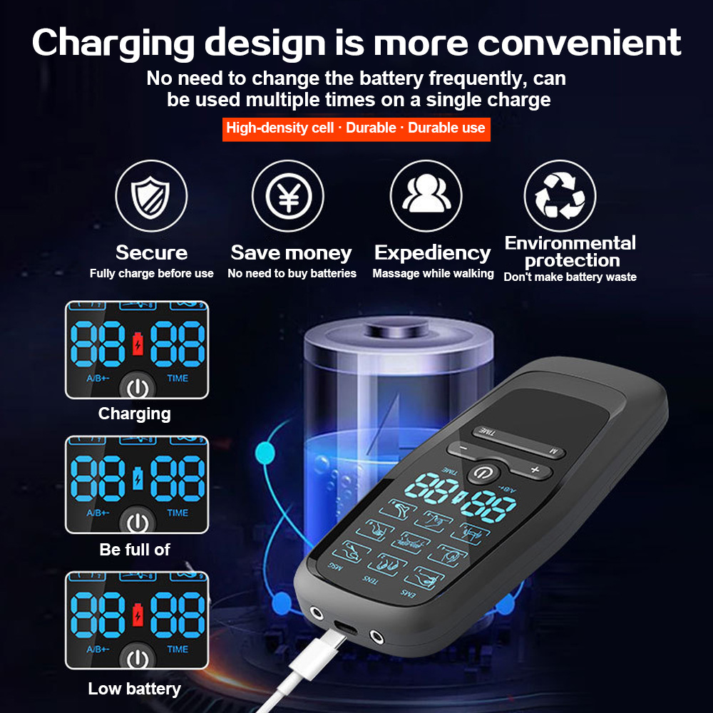 Dual Channel EMS TENS Microcurrent Massager Device with 9 Modes Pain Relief view 3