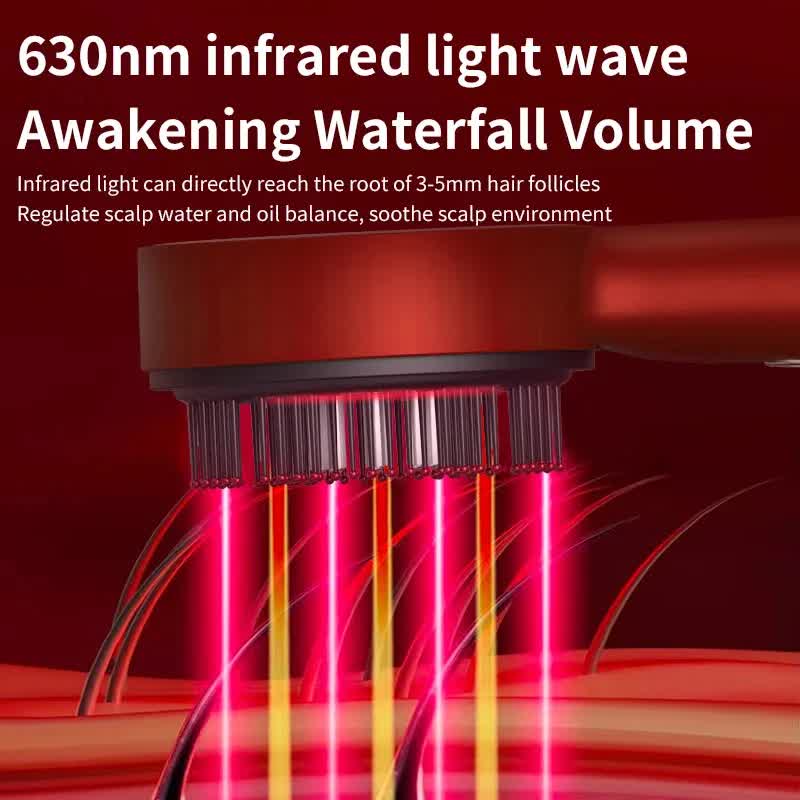 Red Luxury Red-Light Therapy Electric Scalp Massager Comb with Liquid view 2