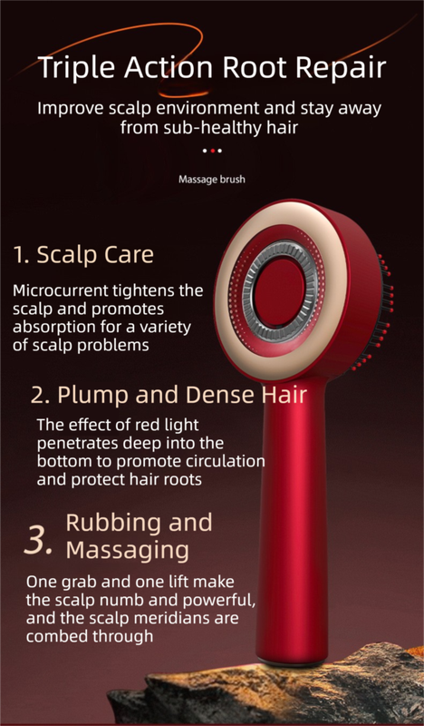 Red Luxury Red-Light Therapy Electric Scalp Massager Comb with Liquid view 10
