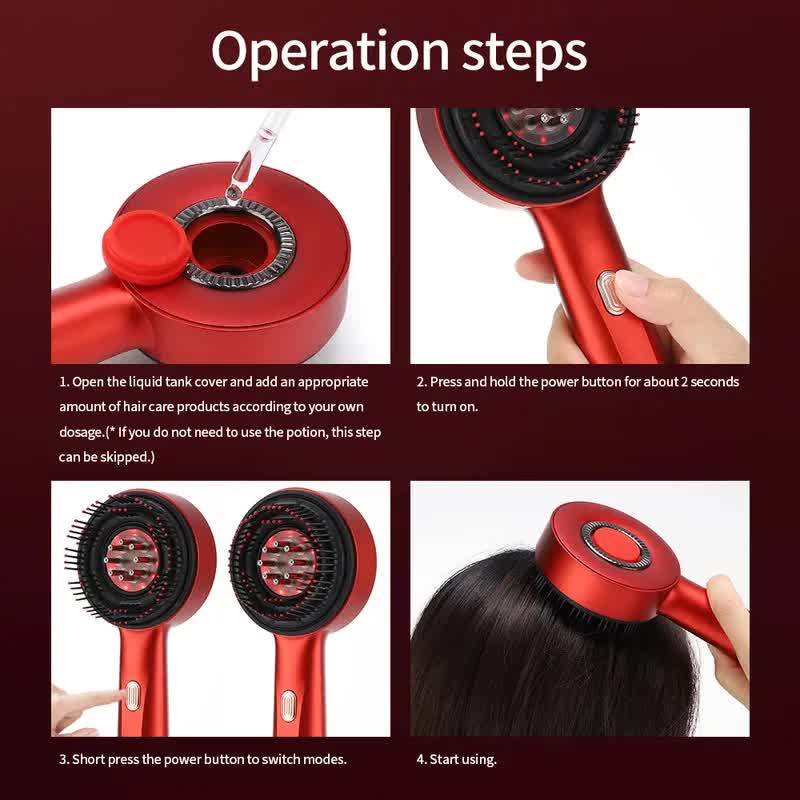 Dark Gray Luxury Red-Light Therapy Electric Scalp Massager Comb with Liquid view 4