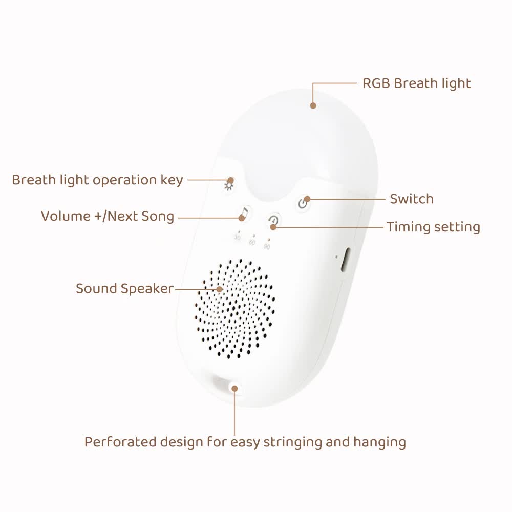 Portable Baby Sleep White Noise Machine(12.5*7*3.5 CM) With Soothing Sounds view 6