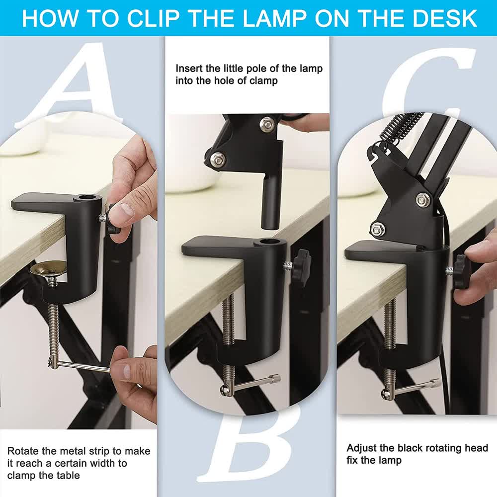2-in-1 White LED Magnifier Desk Lamp With Base and Clip - Hands-Free view 5