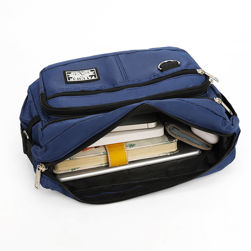 Black Men's Waterproof Oxford Cloth Crossbody Bag - Durable Anti-Theft view 3