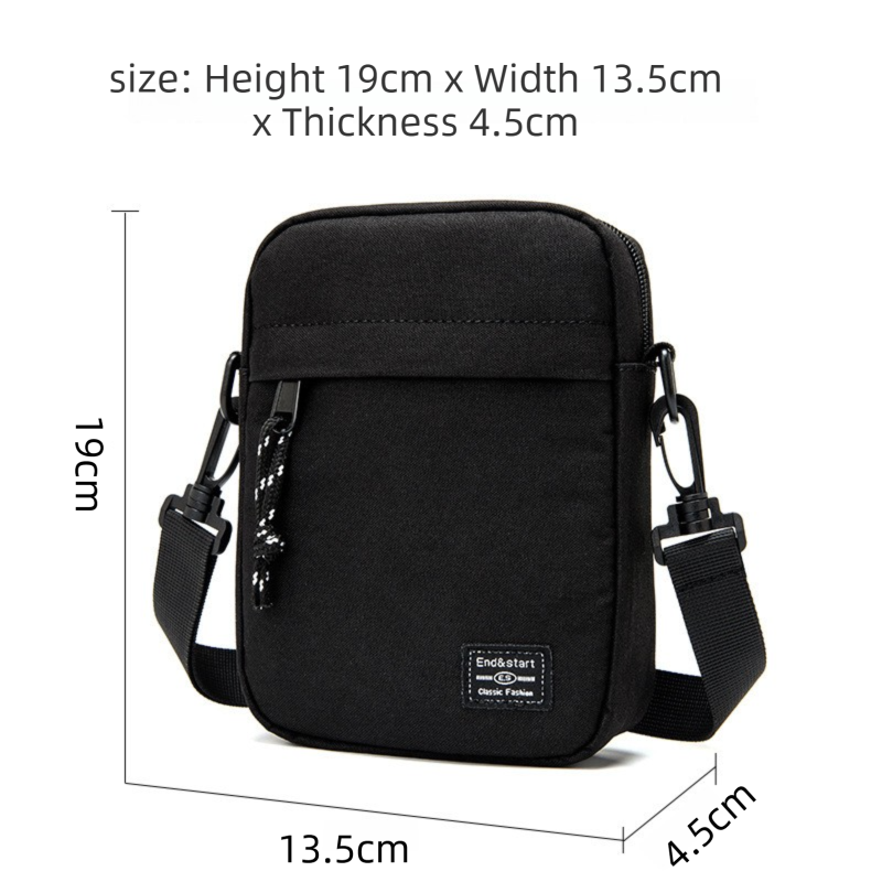 Black Mini Streetwear Oxford Cloth Crossbody Bag - Ultra-Light (200g) Fashion view 2