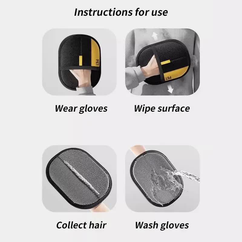 2-Pack Pet Hair Removal Tool (24x18CM) - Reusable Static Removal Gloves view 3