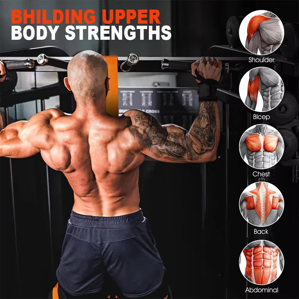 Black (300lb)Heavy Duty Pull-Up Assist Strap System With Foam Handles view 3