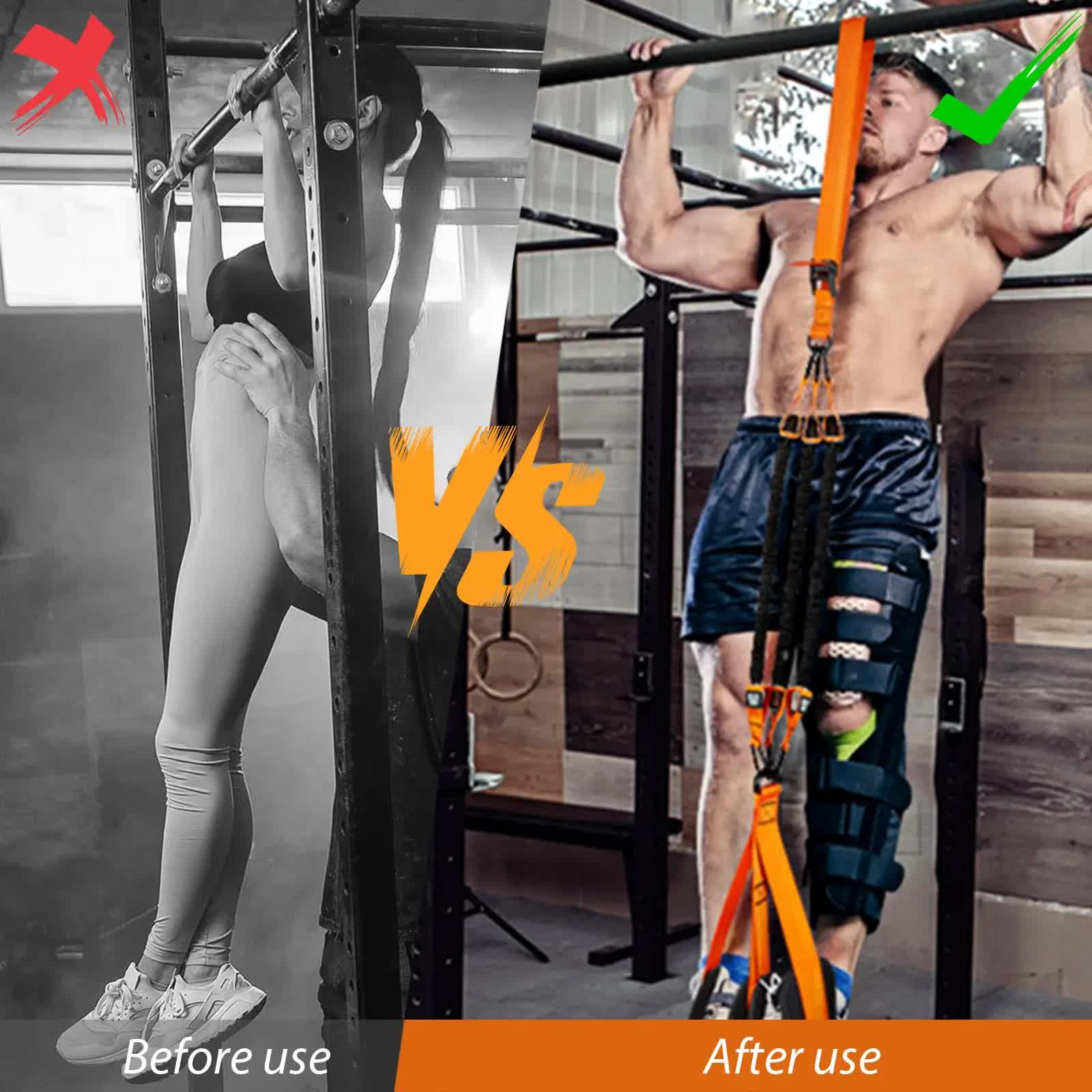 Black (300lb)Heavy Duty Pull-Up Assist Strap System With Foam Handles view 4