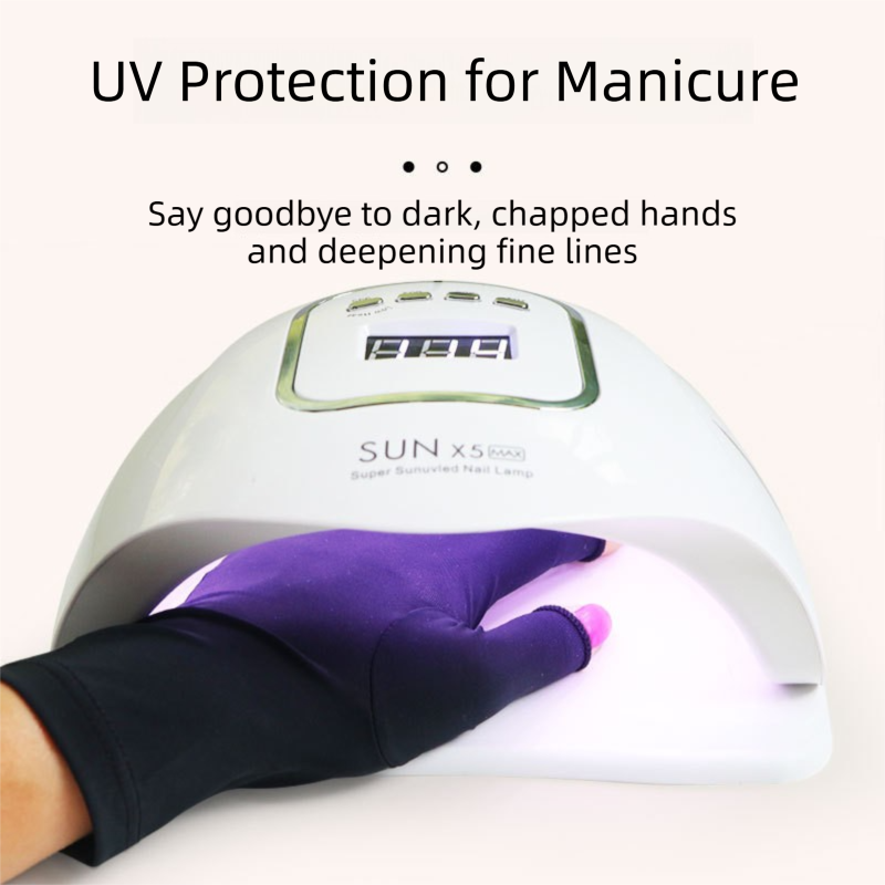 5-Pair White UV Protection Fingerless Gloves for Nail Art Curing and Cycling view 2