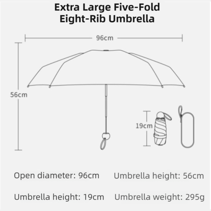 2-Pack Pink Ultra-Compact 5-Fold Waterproof All-Weather Umbrella for Women view 2