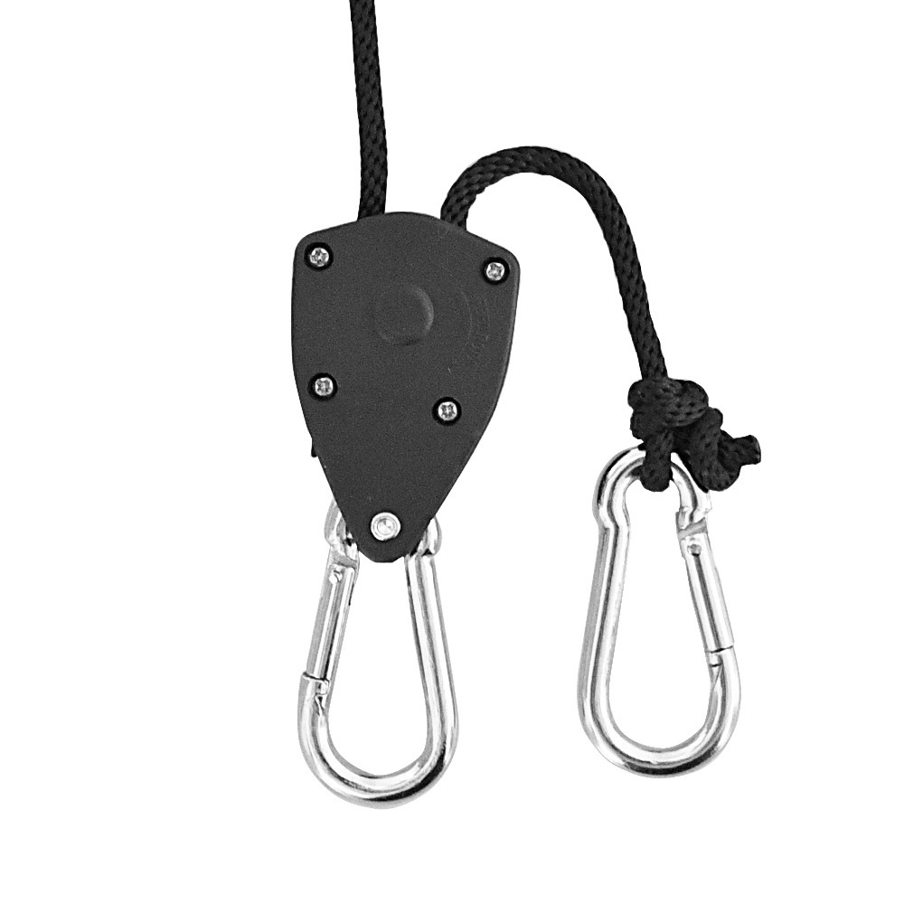 4-Pack 2M Heavy Duty Grow Light Hanger Rope Ratchet - All Black Adjustable view 3