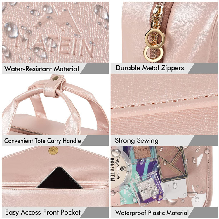 Blue Portable Large Hanging Womens' Luxury PU Leather Cosmetic Bag view 6