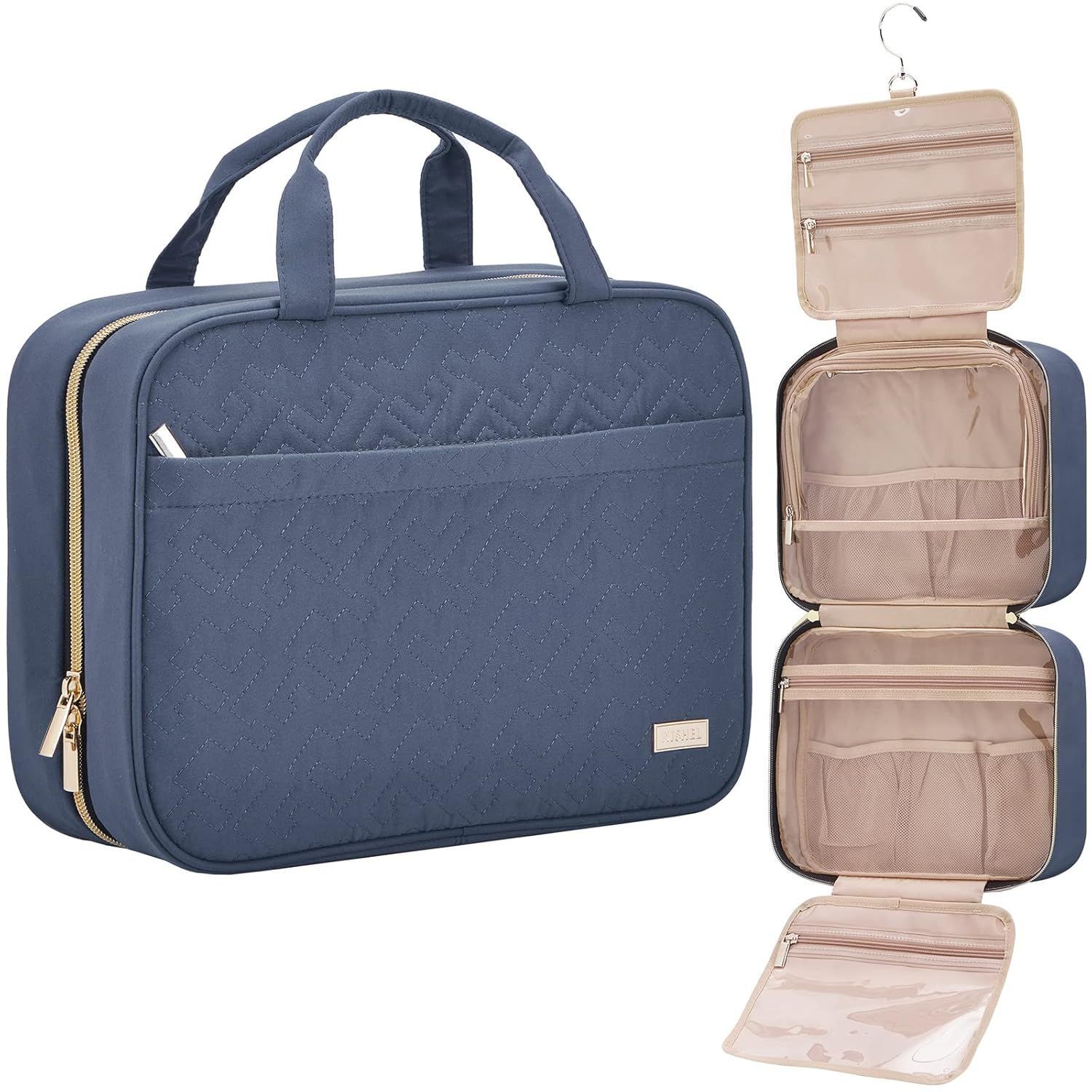 Dark Blue Large Capacity Hanging Toiletry Bag for Women(30.5 x 22.5 x 12 cm)