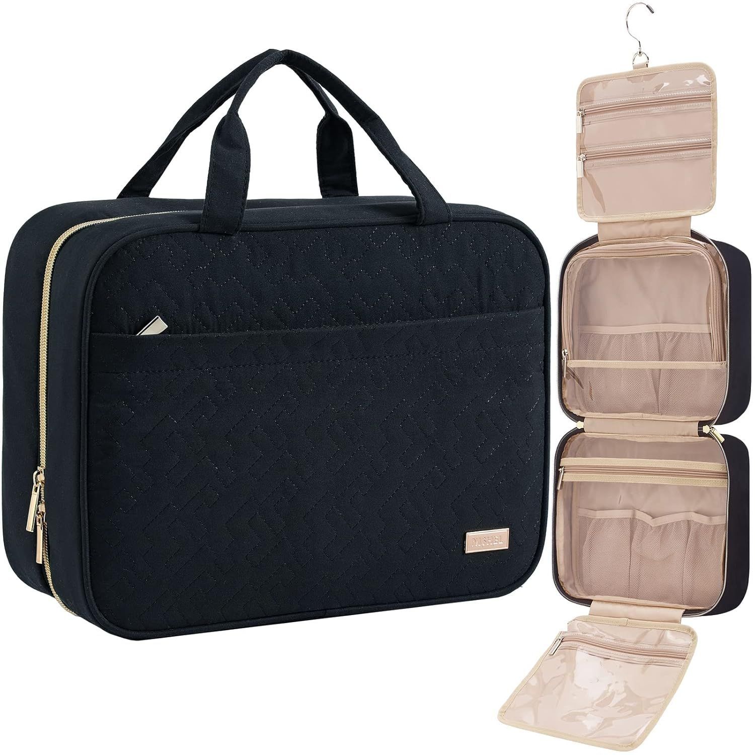 Black Large Capacity Hanging Toiletry Bag for Women(30.5 x 22.5 x 12 cm)