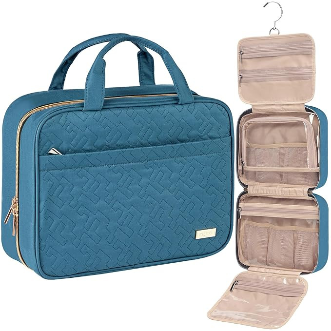Light Blue Large Capacity Hanging Toiletry Bag for Women(30.5 x 22.5 x 12 cm)