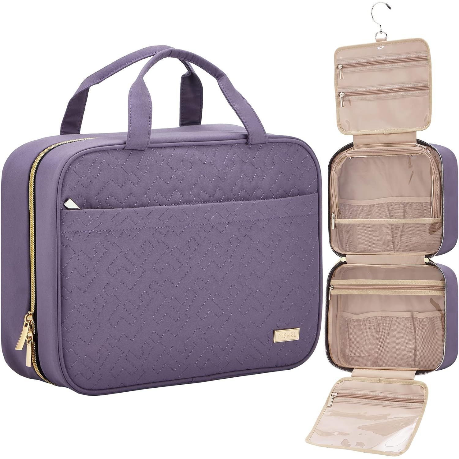 Purple Large Capacity Hanging Toiletry Bag for Women(30.5 x 22.5 x 12 cm)